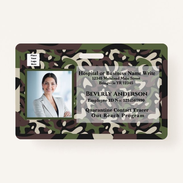 Employee Photo Logo Bar Code Business Custom Badge (Front)