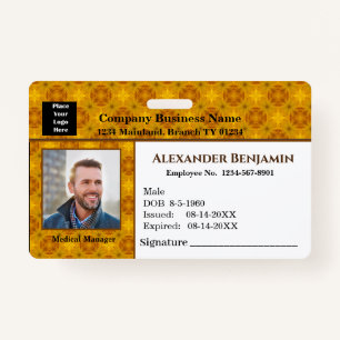 Employee Photo Logo Bar Code ID Card Custom Badge