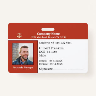 Employee Photo Logo Bar Code Name Custom Badge
