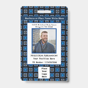 Employee Photo Logo Bar Code Name Custom Badge