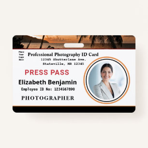 Employee Photo Logo Bar Code Name Custom Badge