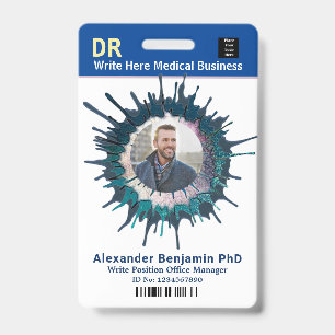 Employee Photo Logo Bar Code Name Custom Badge