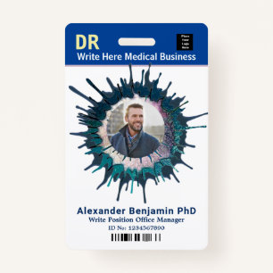 Employee Photo Logo Bar Code Name Custom Badge