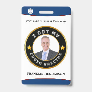 Employee Photo Logo Covid Vaccinated Custom Badge