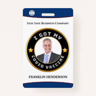 Employee Photo Logo Covid Vaccinated Custom Badge