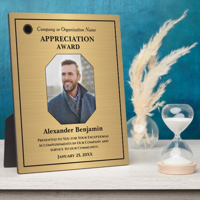  Employee Photo Logo Gold Awards Personalize Plaque (Side)