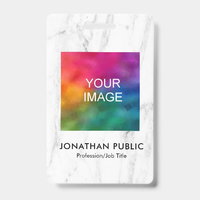 Employee Photo Logo Name And Title Modern ID Badge (Front)