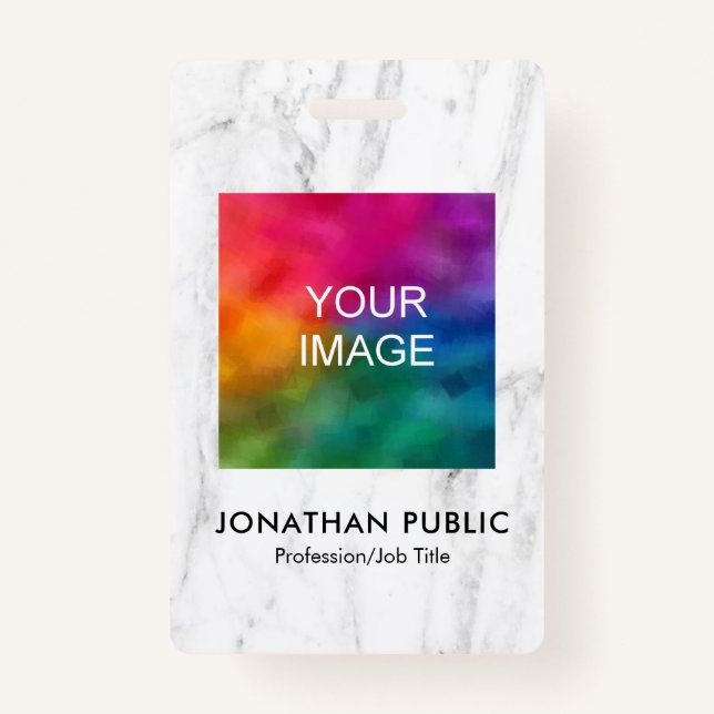 Employee Photo Logo Name And Title Modern ID Badge (Front)