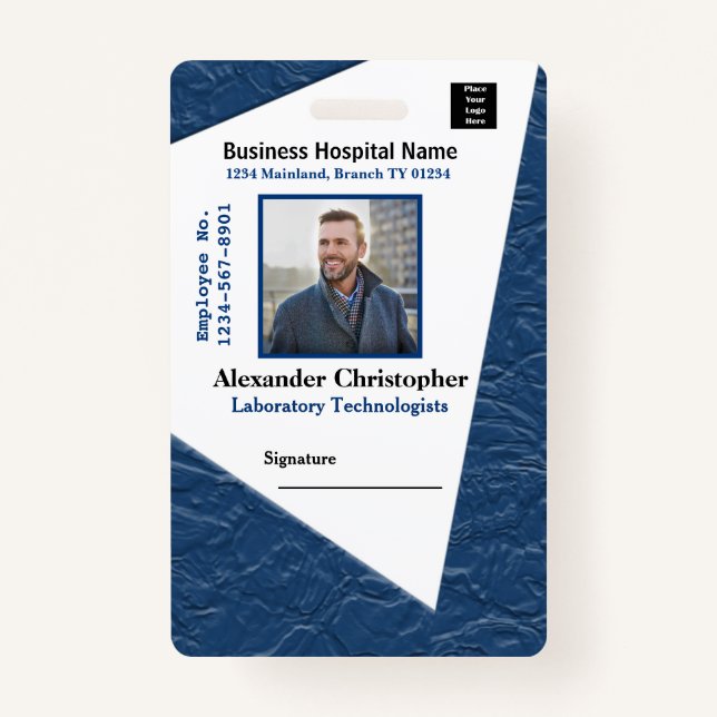 Employee Photo Logo Name Custom Hospital ID Badge (Front)
