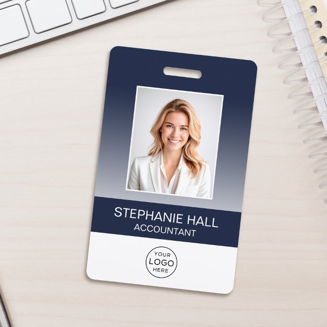 Employee Photo, Logo, Name Gradient Badge (Creator Uploaded)
