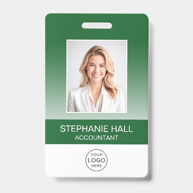 Employee Photo, Logo, Name Gradient Badge (Front)