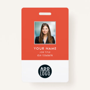 Employee Photo Name Badge Custom Barcode Logo