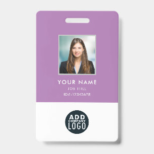 Employee Photo Name Badge Custom Barcode Logo
