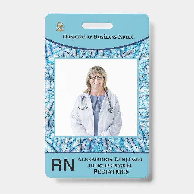 Employee Photo Name Bar Code Logo Badge (Front)