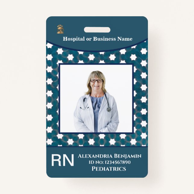 Employee Photo Name Bar Code Logo Custom ID Badge (Front)