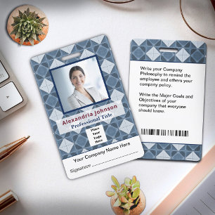 Employee Photo Name Bar Code Logo ID Card Custom Badge