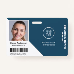 Employee Photo Name Company logo Barcode Security Badge