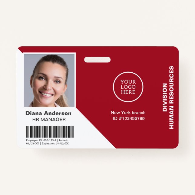 Employee Photo Name Company logo Barcode Security Badge (Front)