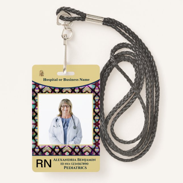 Employee Photo Name Hospital Logo Custom Badge (Front with Lanyard)