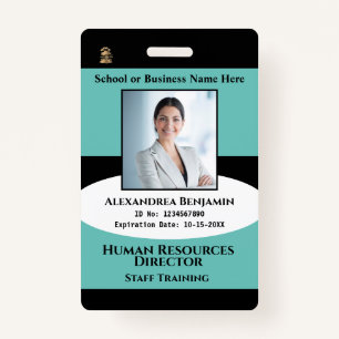 Employee Photo Name ID Card Bar Code Logo Custom Badge