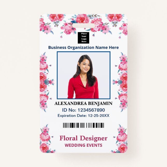Employee Photo Name ID Card Custom  Badge (Front)