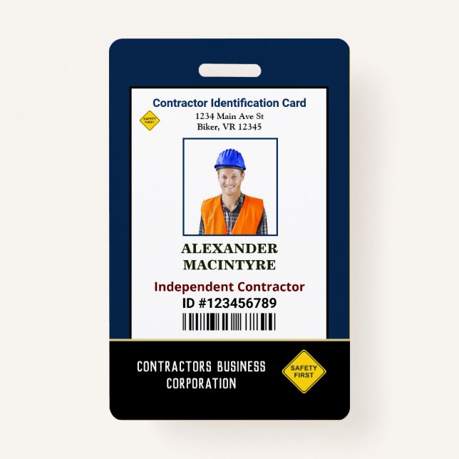 Employee Photo Name ID Identification Card Custom Badge (Front)