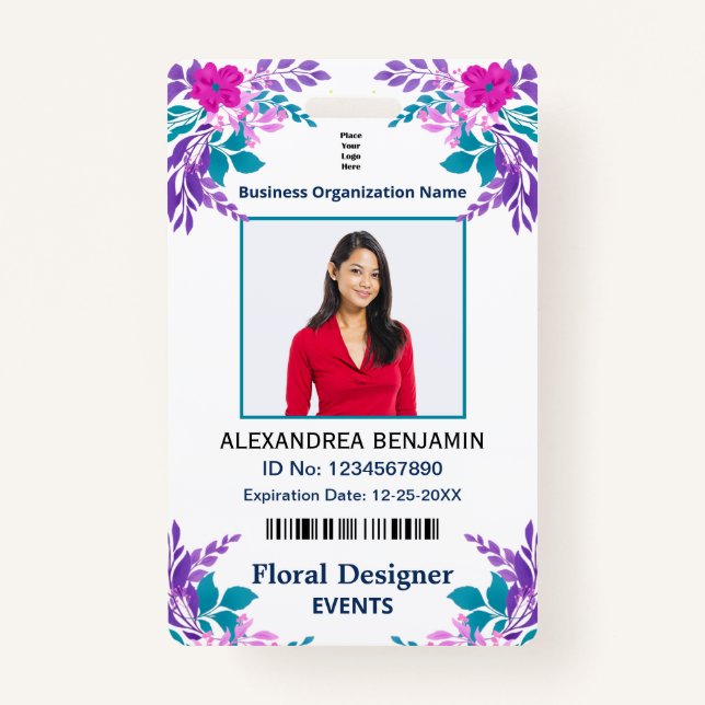 Employee Photo Name ID Identification Card Custom Badge (Front)