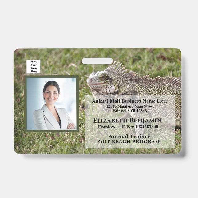 Employee Photo Name Logo Bar Code Business Badge (Front)