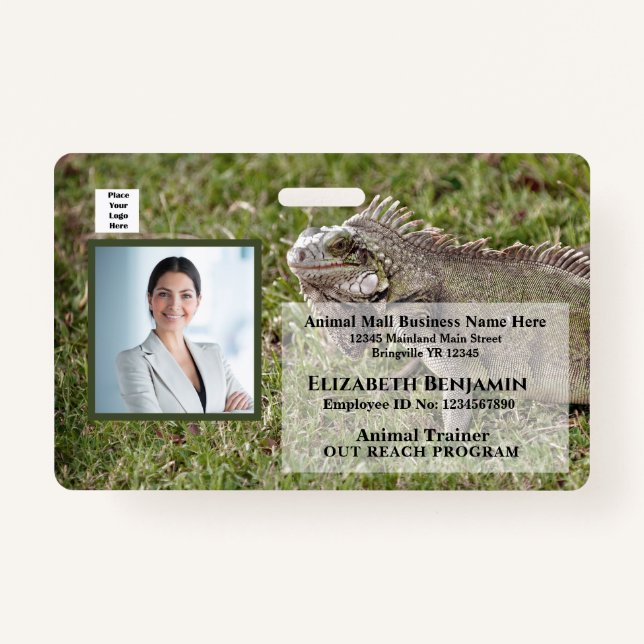 Employee Photo Name Logo Bar Code Business Badge (Front)