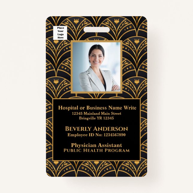 Employee Photo Name Logo Bar Code Business Badge (Front)