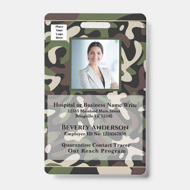 Employee Photo Name Logo Bar Code Business Badge (Front)