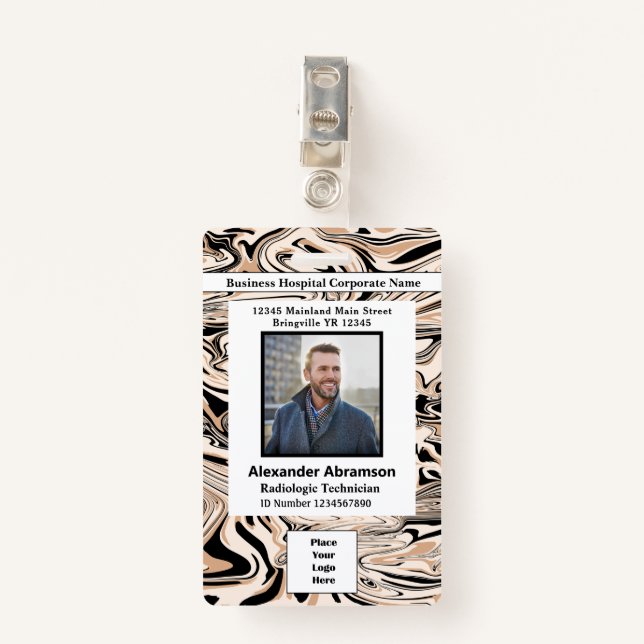 Employee Photo Name Logo Bar Code Custom Badge (Front with Clip)