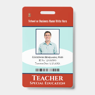 Employee Photo Name Logo Bar Code Custom  Badge