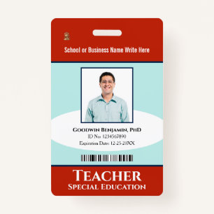 Employee Photo Name Logo Bar Code Custom  Badge