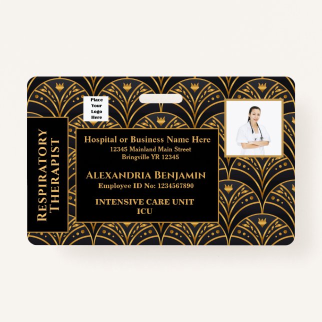 Employee Photo Name Logo Bar Code Hospital Badge (Front)