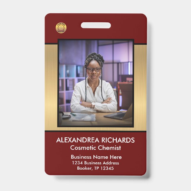 Employee Photo Name Logo Bar Code ID Card Custom  Badge (Front)