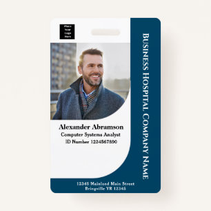 Employee Photo Name Logo Bar Code ID Card Custom Badge