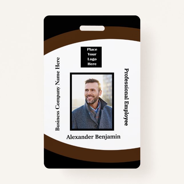Employee Photo Name Logo Bar Code ID Custom Badge (Front)