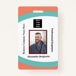 Employee Photo Name Logo Bar Code ID Custom Badge