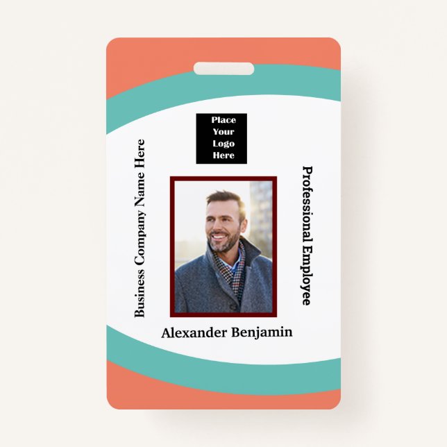 Employee Photo Name Logo Bar Code ID Custom Badge (Front)
