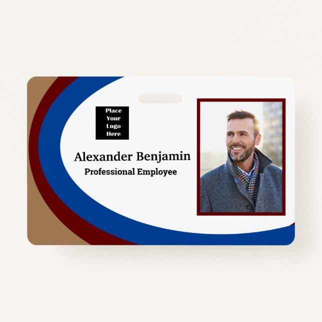 Employee Photo Name Logo Bar Code ID Custom Badge (Front)