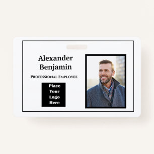 Employee Photo Name Logo Bar Code ID Personalize Badge