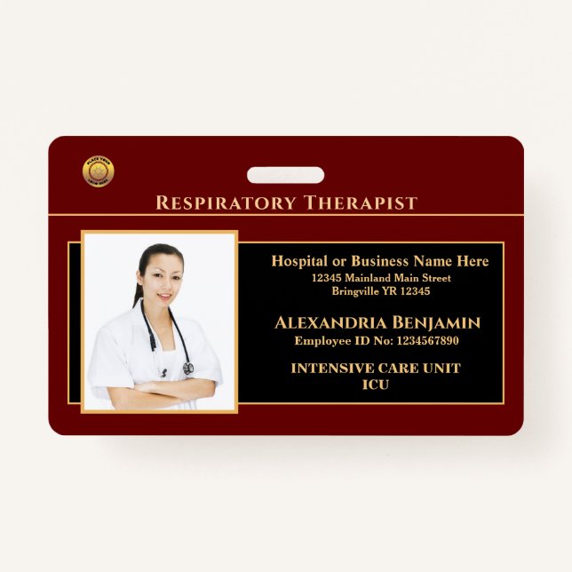 Employee Photo Name Logo Hospital Personalize  Badge (Front)
