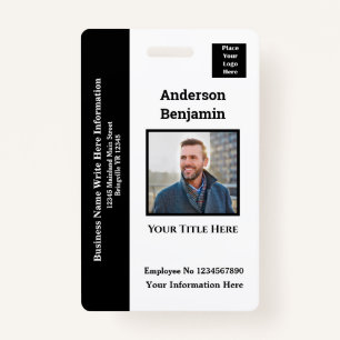 Employee Photo Name Logo ID Card Bar Code Custom Badge