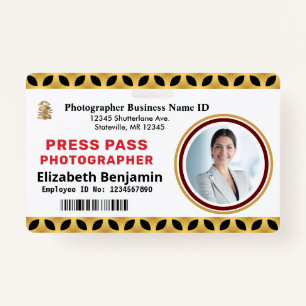 Employee Photo Press Pass Logo ID Card Custom  Badge