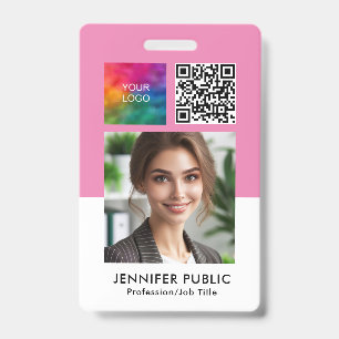 Employee Photo QR Code Logo Name & Title Template Badge