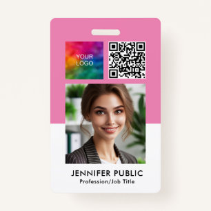 Employee Photo QR Code Logo Name & Title Template Badge