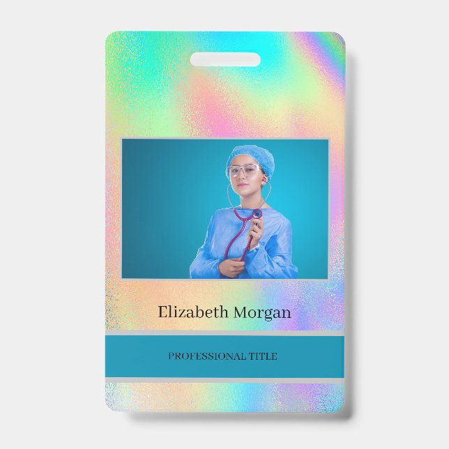 Employee Photo Rainbow Holographic Badge (Front)
