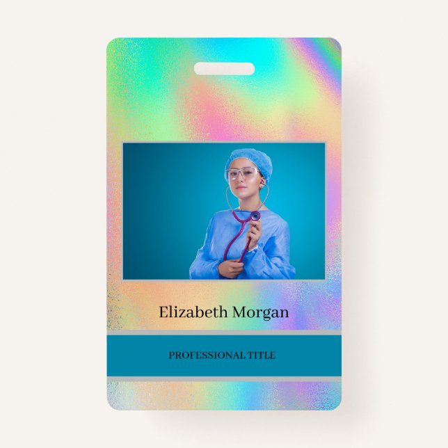 Employee Photo Rainbow Holographic Badge (Front)