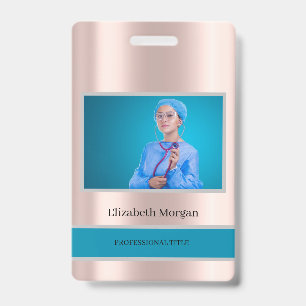 Employee Photo Rose Gold Elegant Badge